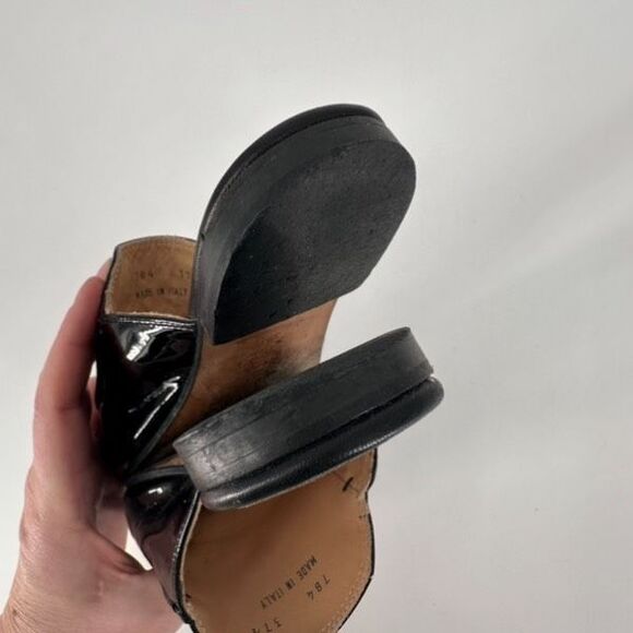 Pascucci Black Patent leather horse bit mules loafers Italy size 37.5 Slides - Picture 9 of 12